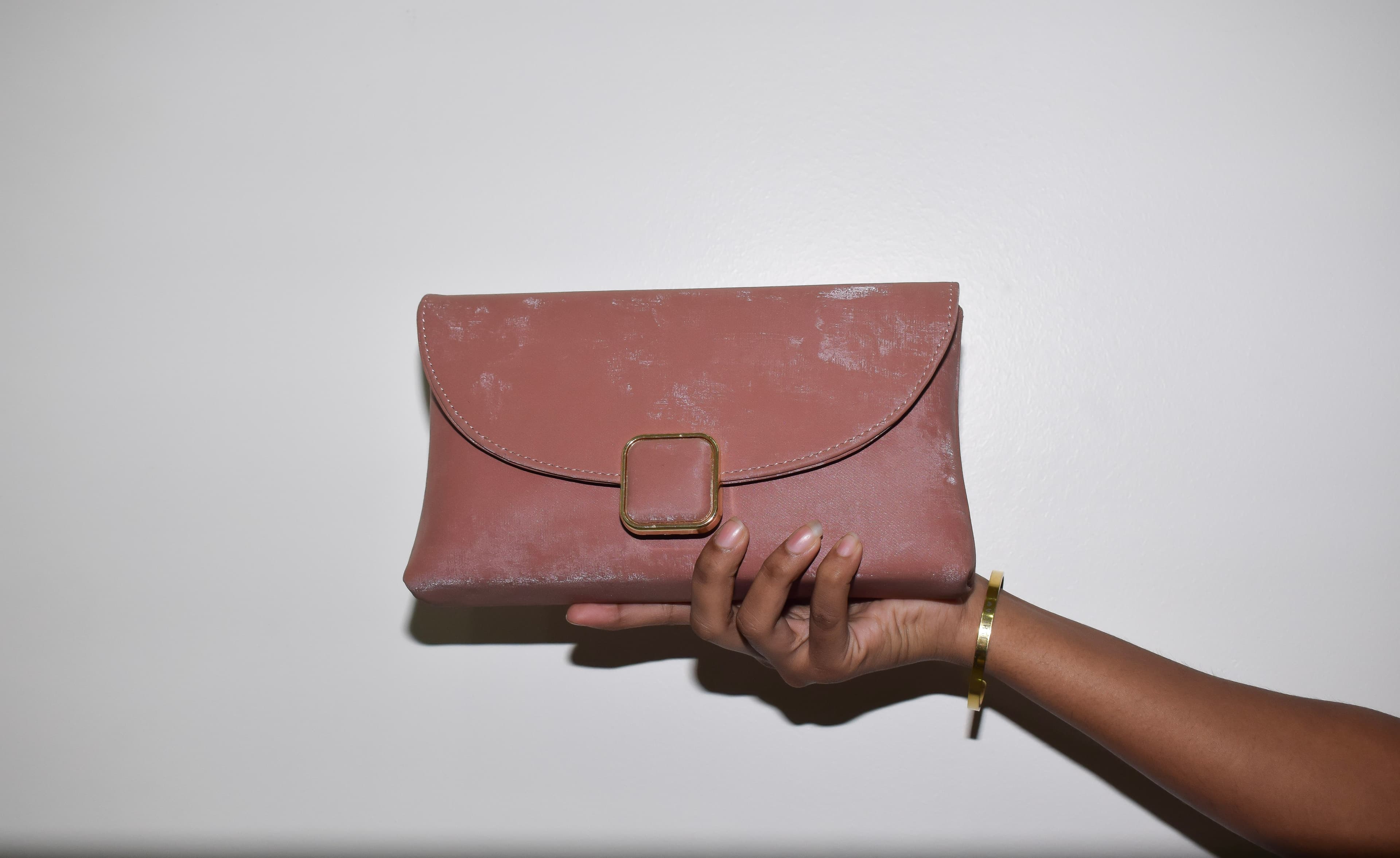 Pink Velvet Clutch with Sling